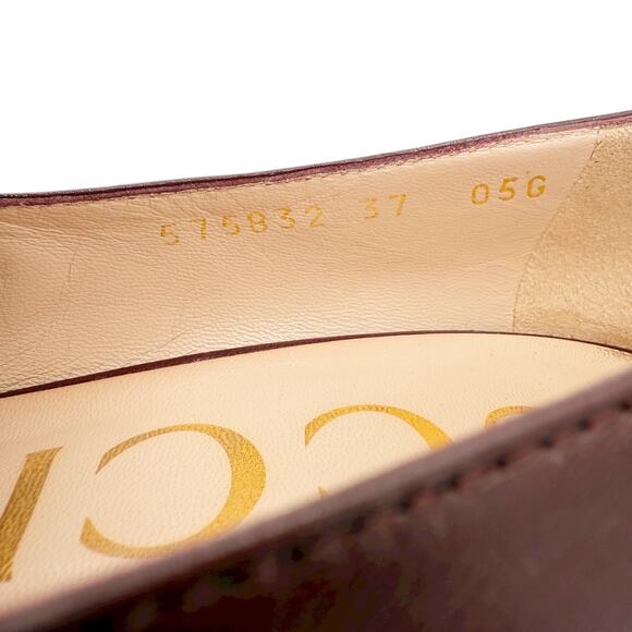 Gucci Zumi Interlocking GG Loafer Pumps EU 37 US 7 Bordeaux Burgundy Block Heel - Picture 8 of 15